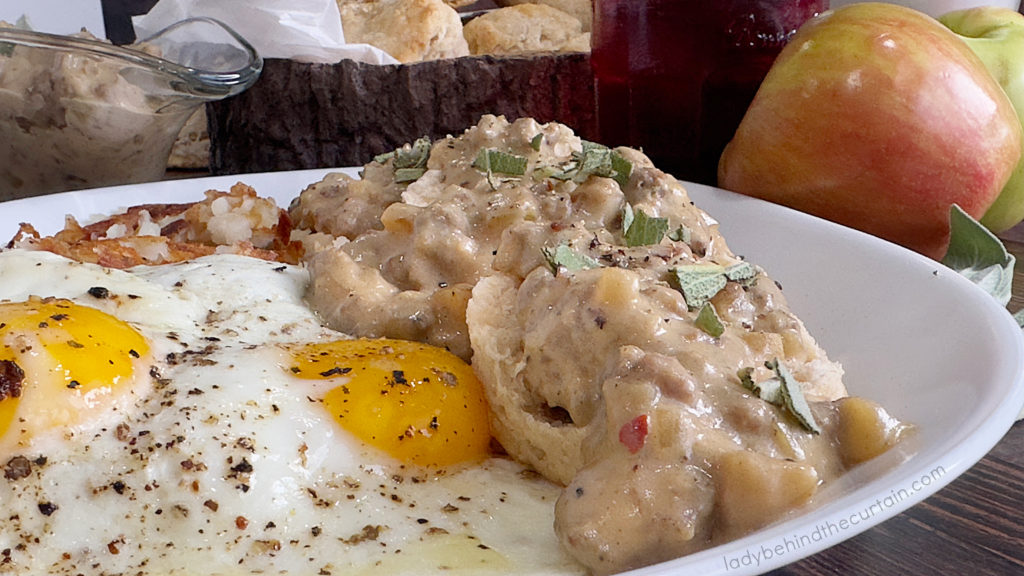 Apple Buttermilk Biscuits with Sausage Cider Gravy