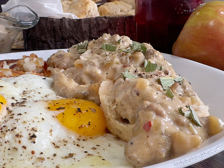 Apple Buttermilk Biscuits with Sausage Cider Gravy