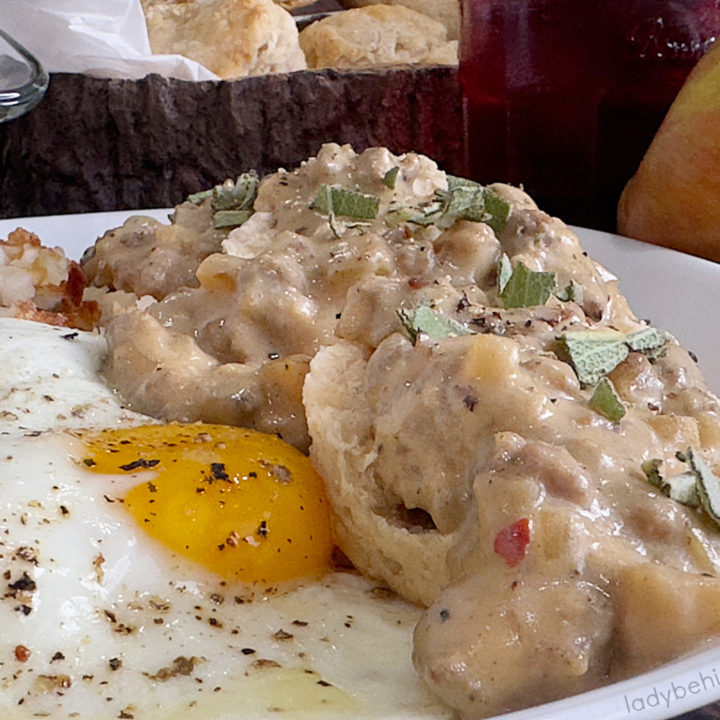 Apple Buttermilk Biscuits with Sausage Cider Gravy