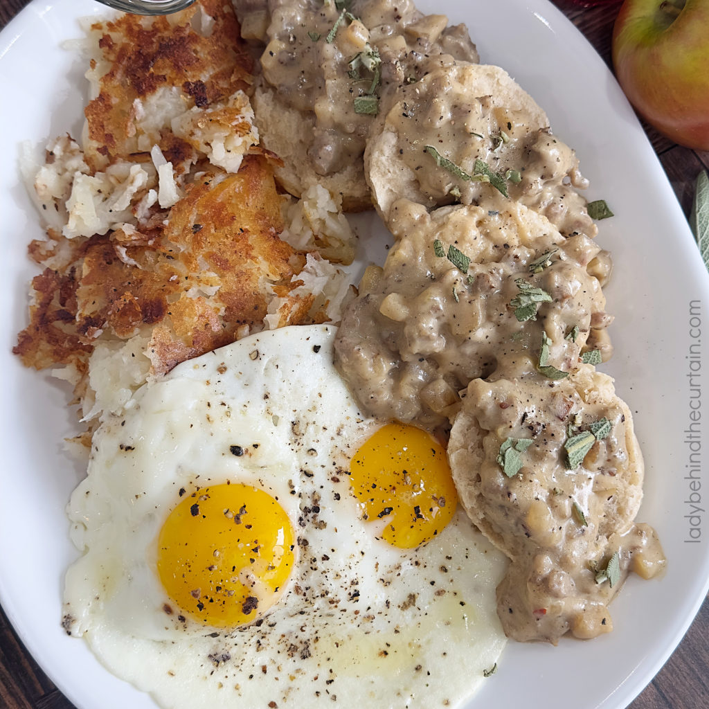 Apple Buttermilk Biscuits with Sausage Cider Gravy