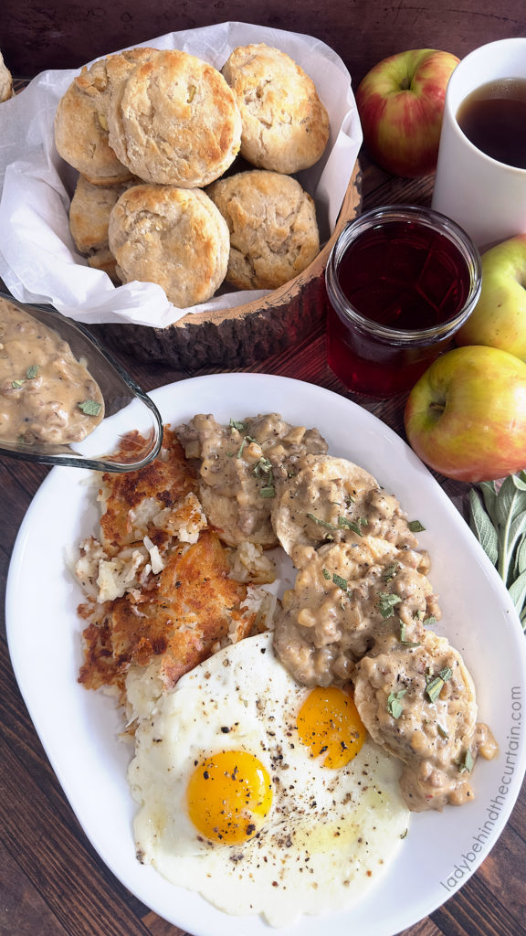 Apple Buttermilk Biscuits with Sausage Cider Gravy