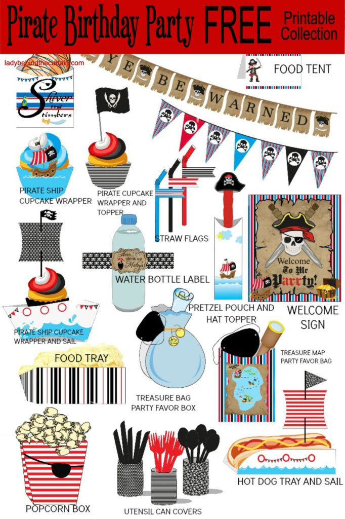 Kids Pirate Birthday Party Instant Download Decorations and Supplies