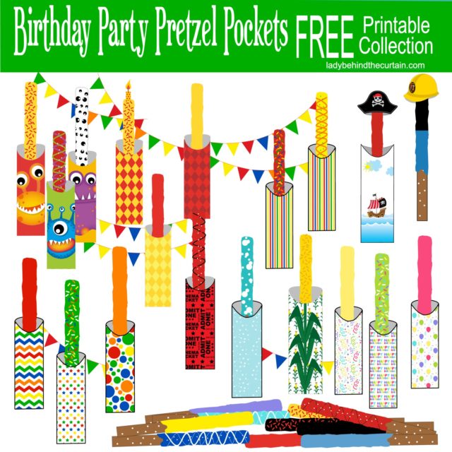 Birthday Party Decorated Pretzel Pocket FREE Printable Collection