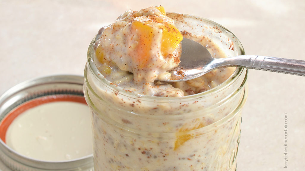 Overnight Peach Cobbler Oatmeal