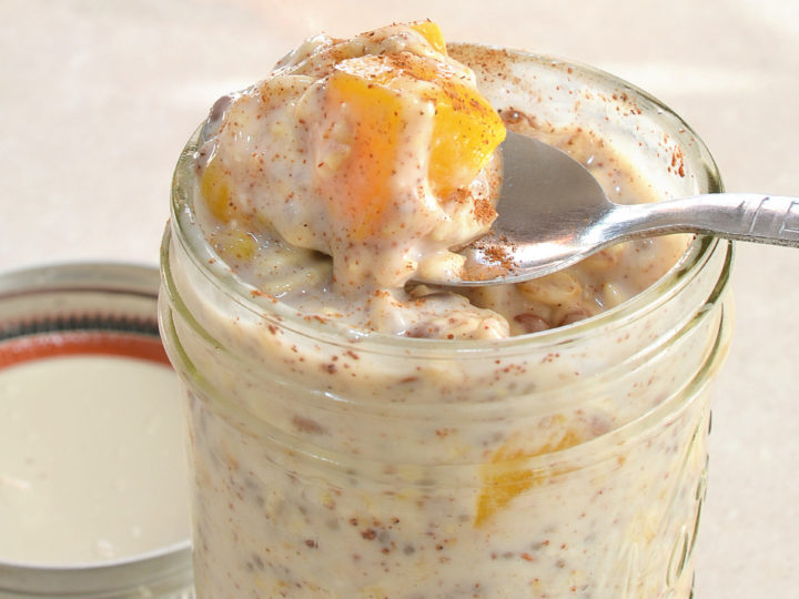 Overnight Peach Cobbler Oatmeal