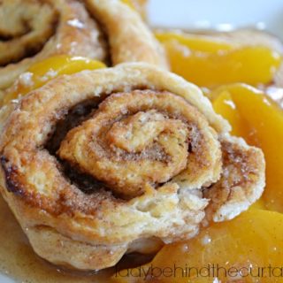 Easy to Make Cinnamon Roll Peach Cobbler