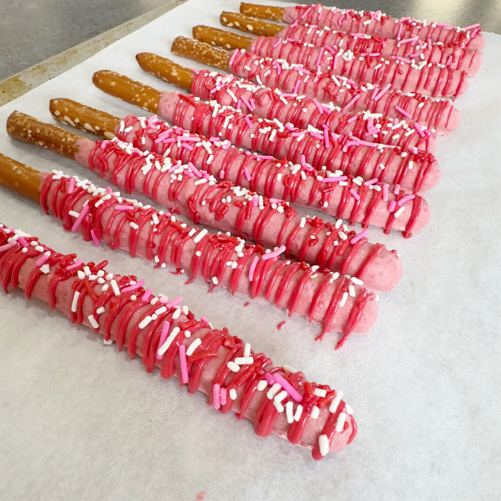 Strawberry Shortcake Pretzel Rods