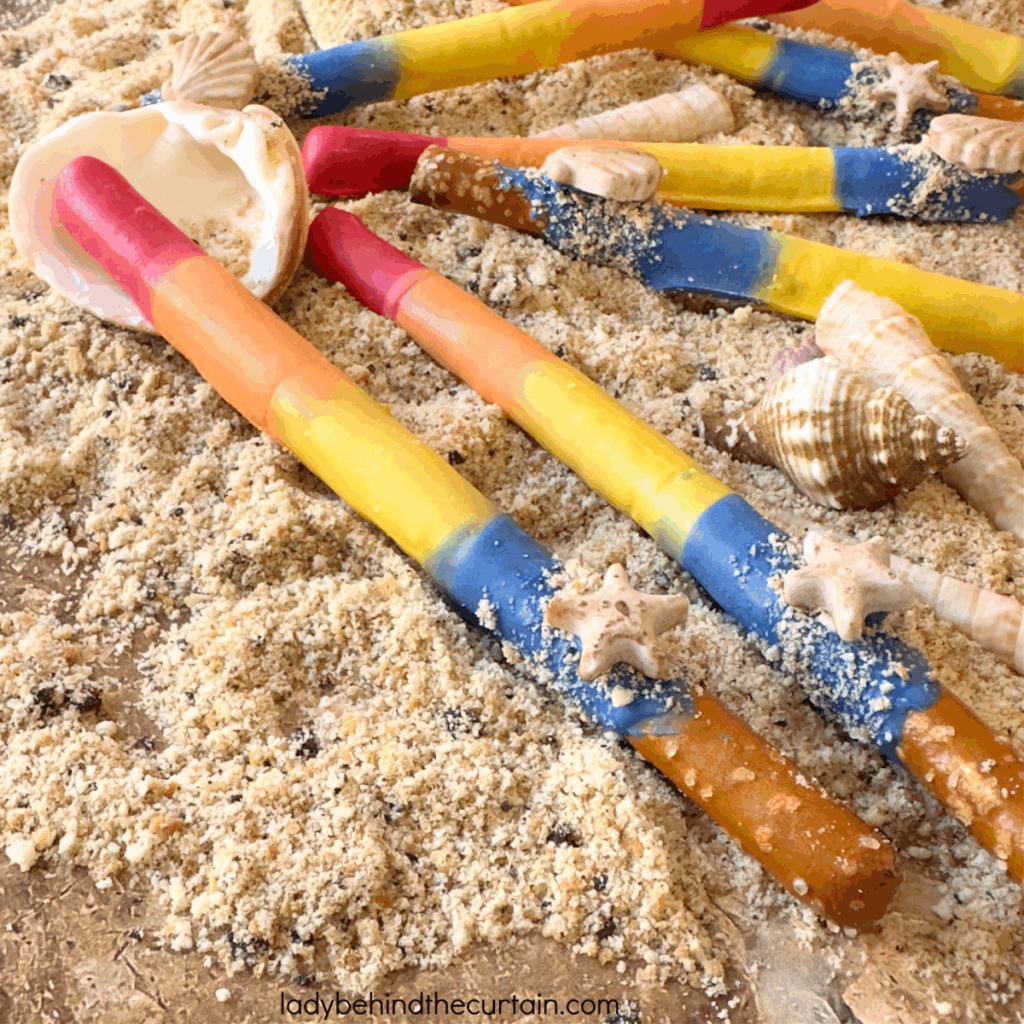 Hawaiian Sunset Decorated Pretzel Rods