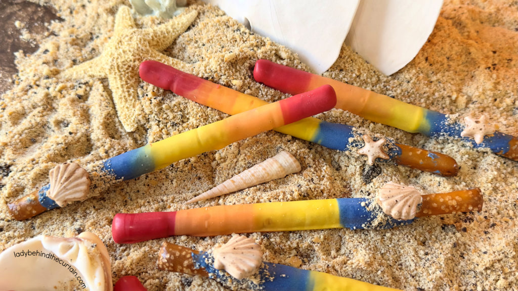 Hawaiian Sunset Decorated Pretzel Rods