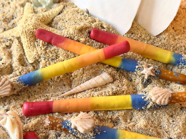 Hawaiian Sunset Decorated Pretzel Rods