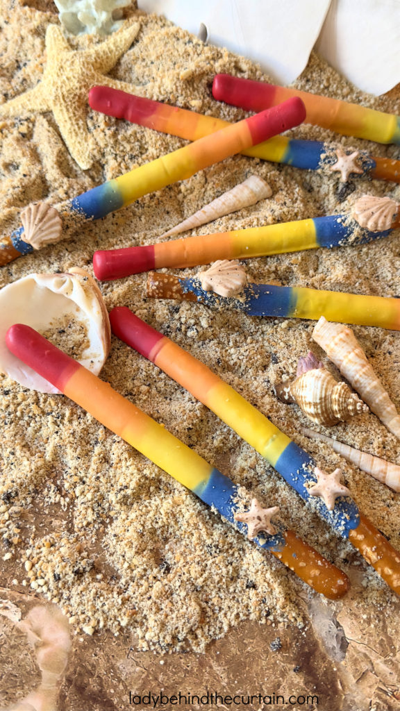 Hawaiian Sunset Decorated Pretzel Rods