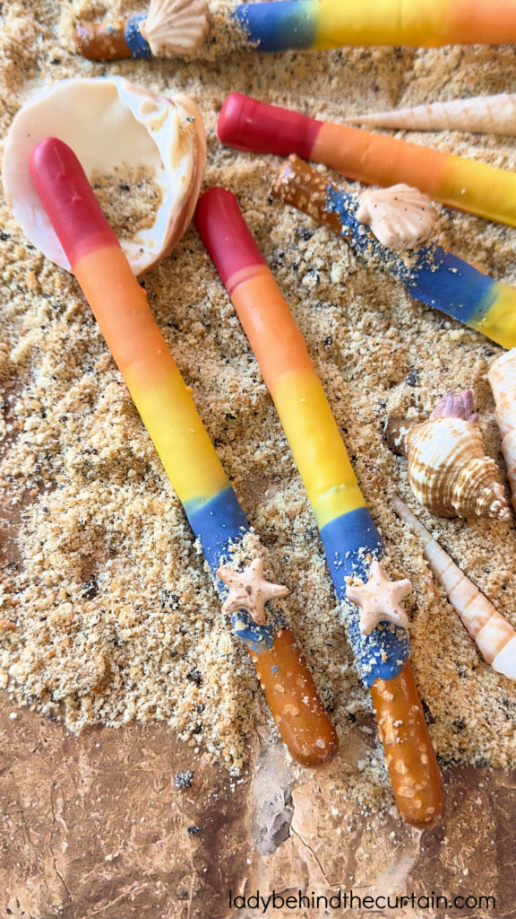 Hawaiian Sunset Decorated Pretzel Rods