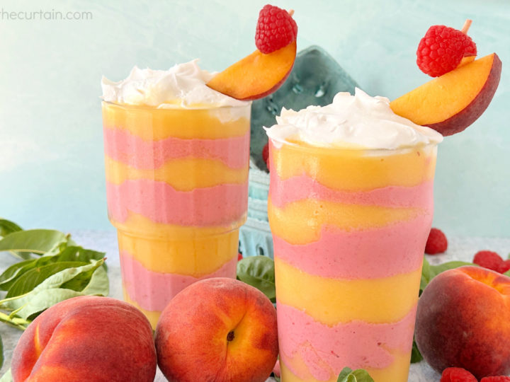 Peach and Raspberry Layered Smoothies