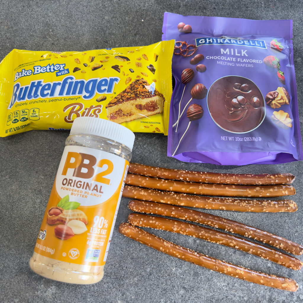 Pretzel Rod with Crushed Butterfingers