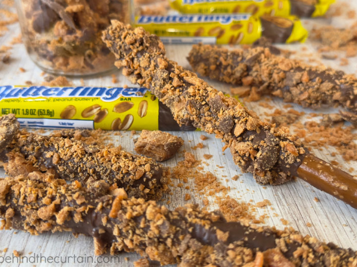 Pretzel Rod with Crushed Butterfingers