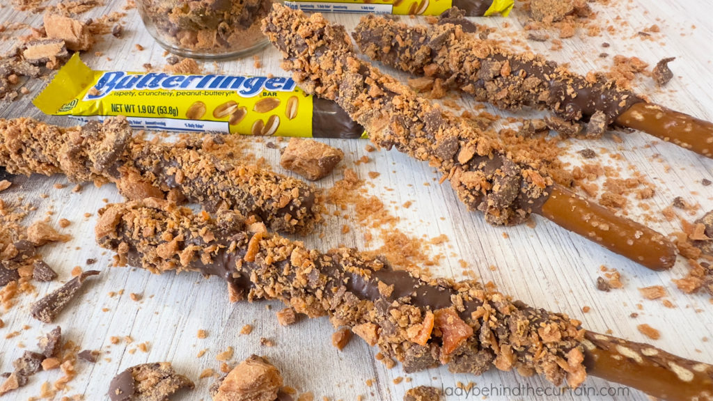 Pretzel Rod with Crushed Butterfingers