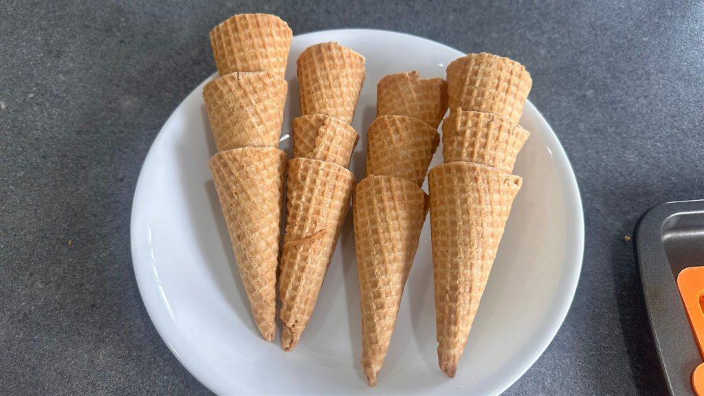 Mini Halloween Cheesecake Filled Sugar Cones
