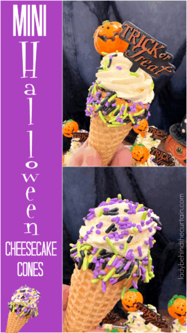 Mini Halloween Cheesecake Filled Sugar Cones