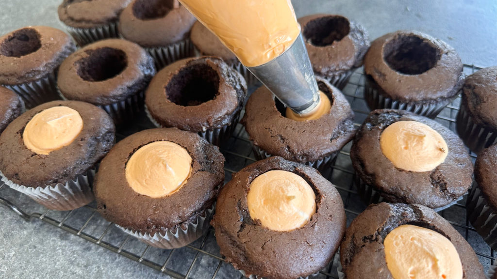 Orange Cream Filled Chocolate Cupcakes