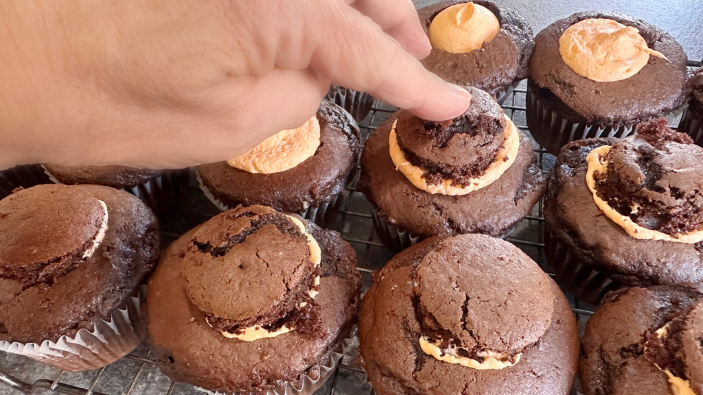 Orange Cream Filled Chocolate Cupcakes