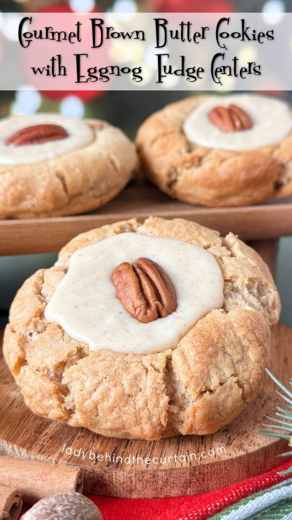 Butter Cookies with an Eggnog Fudge Center