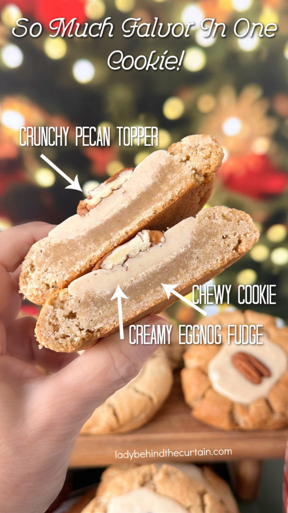Butter Cookies with an Eggnog Fudge Center