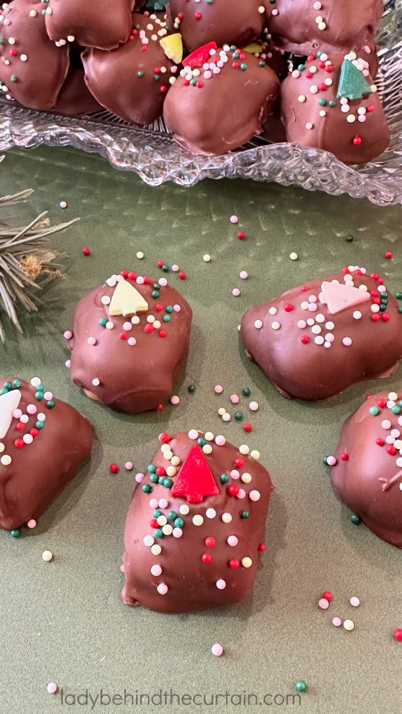 Peanut Butter Pretzel Caramel Candy Bar Bites Dipped in Milk Chocolate