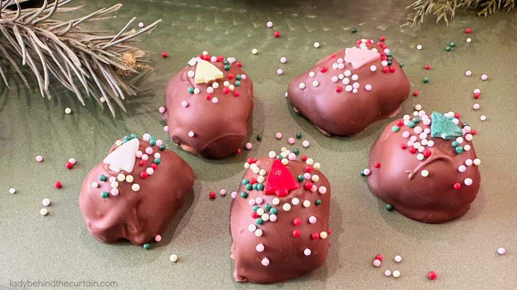Peanut Butter Pretzel Caramel Candy Bar Bites Dipped in Milk Chocolate