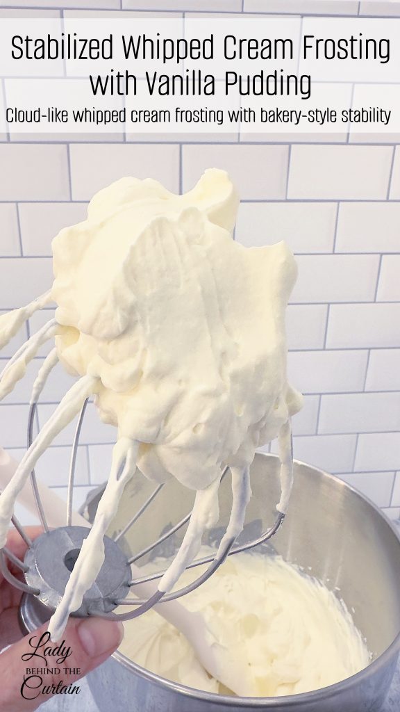 Stabilized Whipped Cream Frosting with Vanilla Pudding Mix