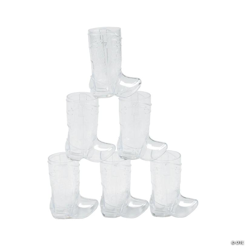2 1/2" 1 oz. Mini Boot BPA-Free Clear Plastic Glasses - 12 Ct.