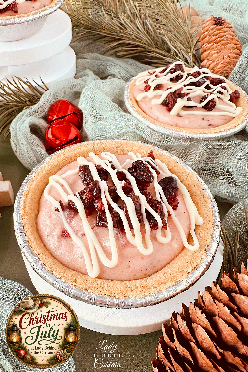 Mini Cranberry Bliss No-Bake Cheesecakes
