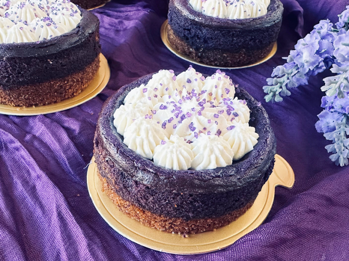 Mini Ube Cheesecakes